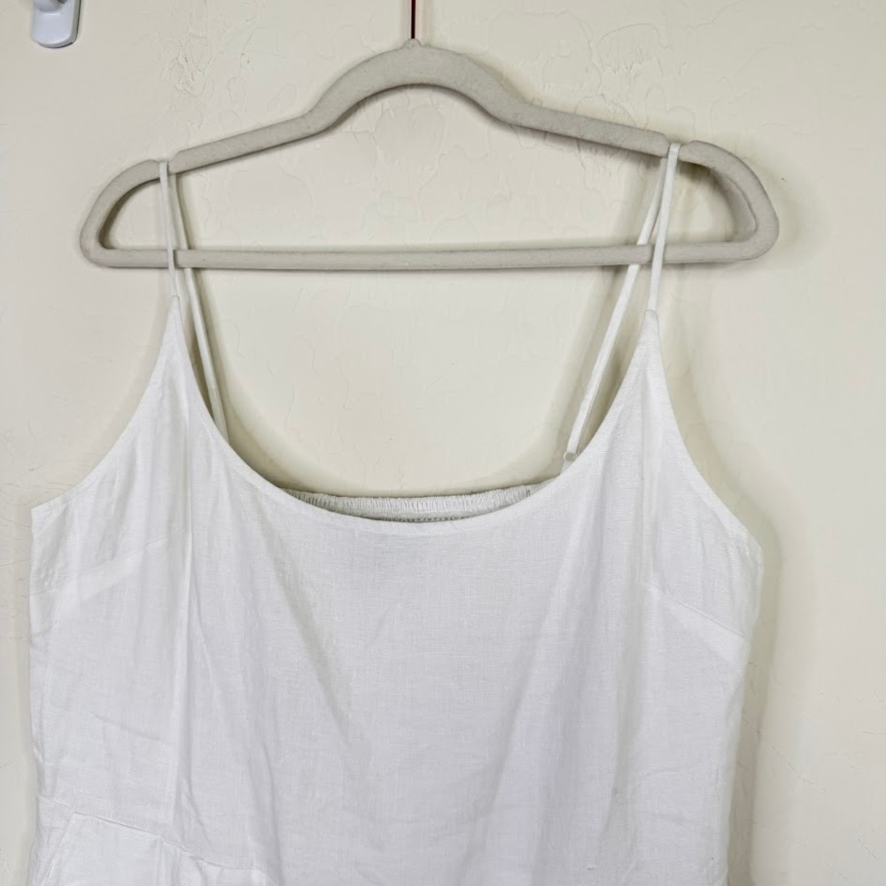 Quince‎ Linen Scoop Neck Midi Sundress White Coastal Beachy Resort Wear Size XL - Picture 5 of 16
